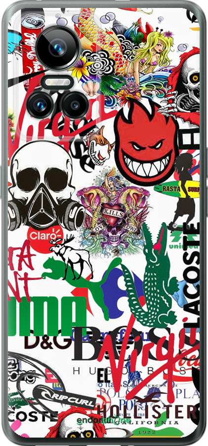 Силиконовый чехол Many different logos для Realme GT Neo3 - 4022u-2590 изображение 