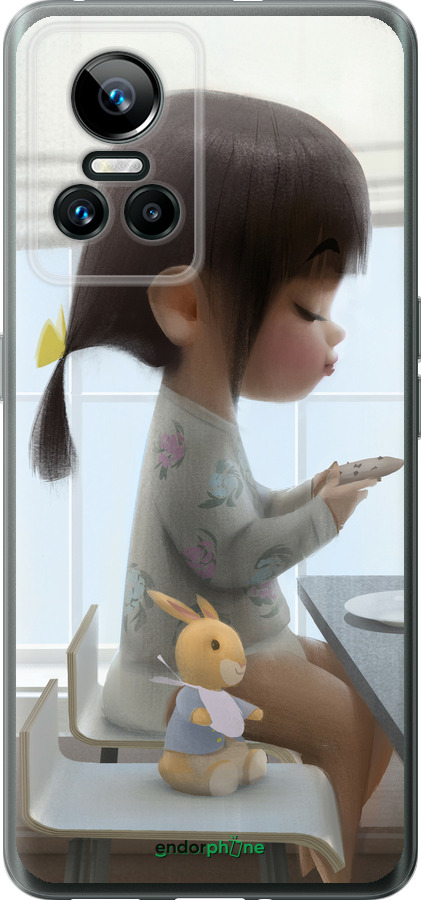 Силиконовый чехол Милая девочка с зайчиком для Realme GT Neo3 - 4039u-2590 изображение 