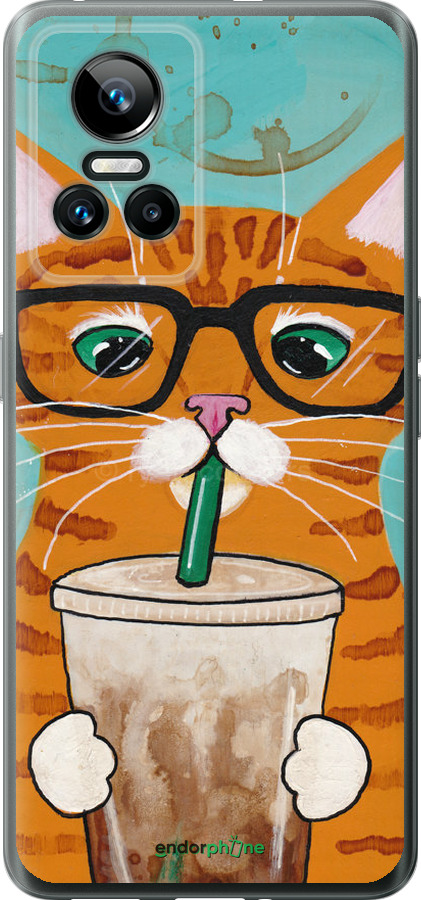 Силиконовый чехол Зеленоглазый кот в очках для Realme GT Neo3 - 4054u-2590 изображение 