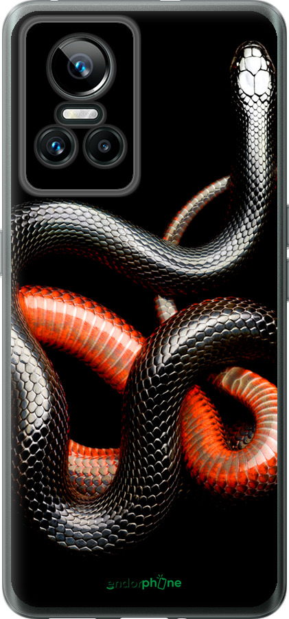 Силиконовый чехол Красно-черная змея на черном фоне для Realme GT Neo3 - 4063u-2590 изображение 