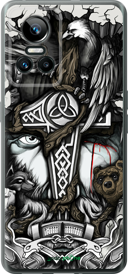 Силиконовый чехол Тату Викинг для Realme GT Neo3 - 4098u-2590 изображение 