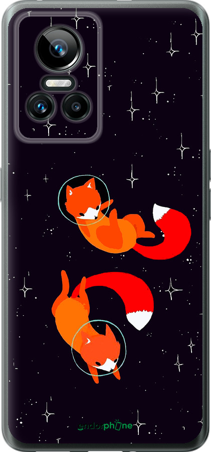Силиконовый чехол Лисички в космосе для Realme GT Neo3 - 4519u-2590 изображение 