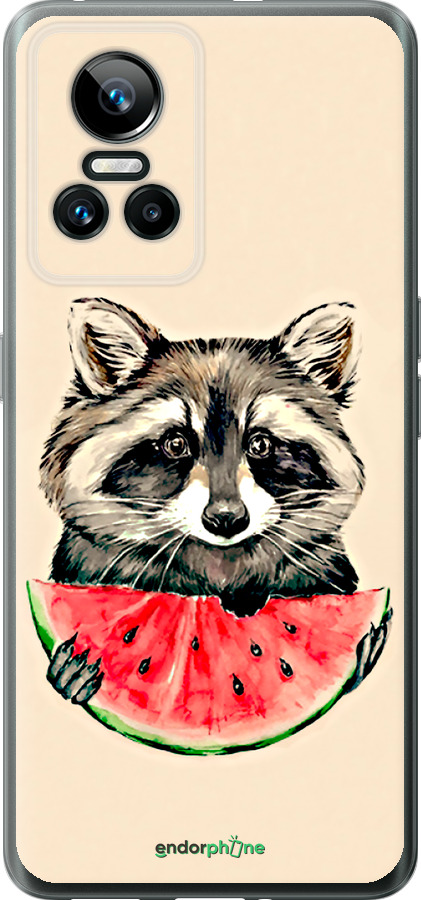 Силиконовый чехол Енотик с арбузом для Realme GT Neo3 - 4605u-2590 изображение 