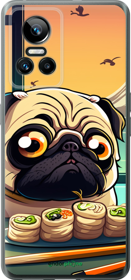 Силиконовый чехол Мопс и суши для Realme GT Neo3 - 5588u-2590 изображение 