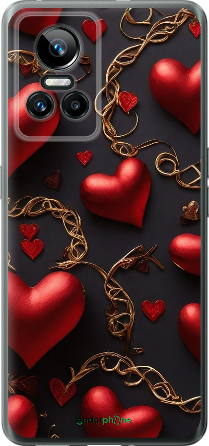 Силиконовый чехол Сердечки для Realme GT Neo3 - 5831u-2590 изображение 