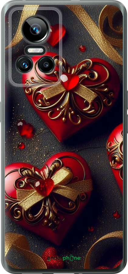 Силиконовый чехол Сердечки v4 для Realme GT Neo3 - 5834u-2590 изображение 