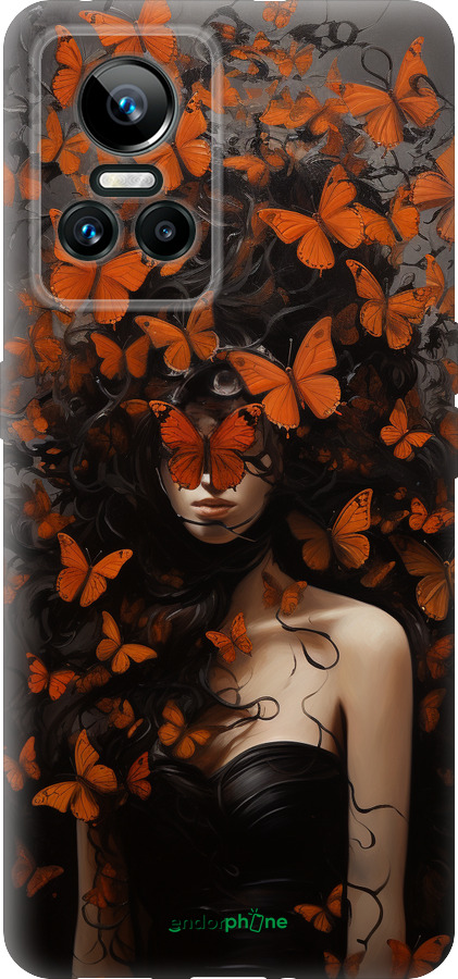 Силиконовый чехол Девушка с оранжевыми бабочками для Realme GT Neo3 - 5941u-2590 изображение 