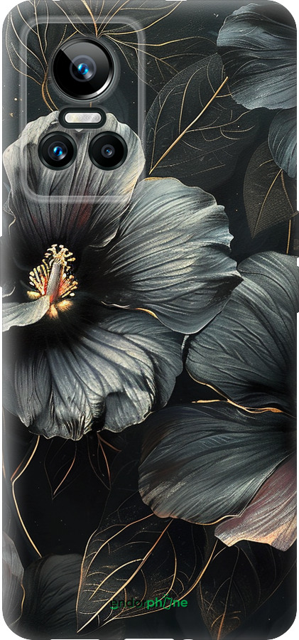 Силиконовый чехол Черные цветы для Realme GT Neo3 - 6031u-2590 изображение 