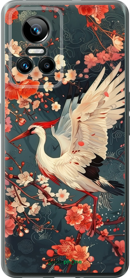 Силиконовый чехол Сакура и аист для Realme GT Neo3 - 6108u-2590 изображение 
