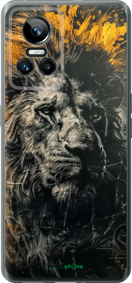 Силиконовый чехол Лев в золотых красках для Realme GT Neo3 - 6155u-2590 изображение 