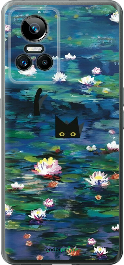 Силіконовий чехол с изображением водяных лилий и кошек для Realme GT Neo3 - 6257u-2590 изображение 