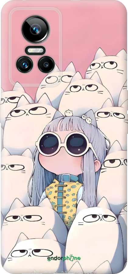Силиконовый чехол Малышка с котами для Realme GT Neo3 - 6295u-2590 изображение 