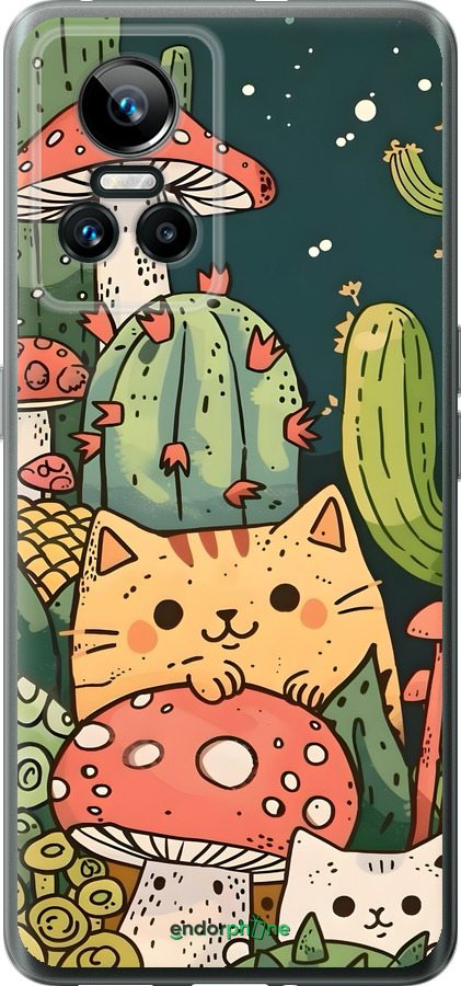Силиконовый чехол Коты грибы для Realme GT Neo3 - 6321u-2590 изображение 