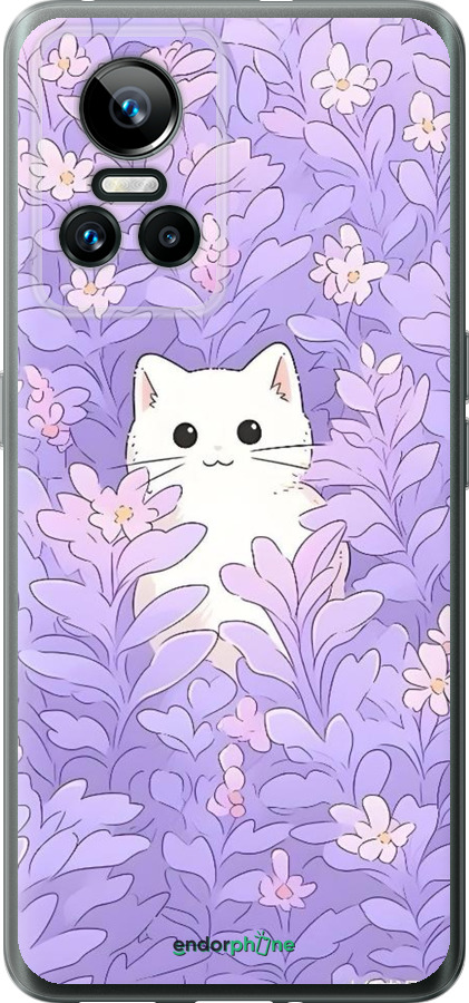 Силиконовый чехол Котик в цветах для Realme GT Neo3 - 6390u-2590 изображение 