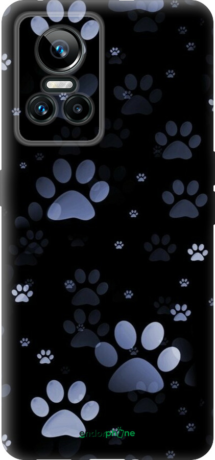 Силиконовый чехол С синими отпечатками лап для Realme GT Neo3 - 6441u-2590 изображение 