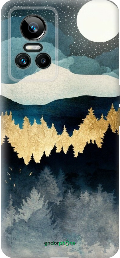 Силіконовий чехол Нічний краєвид з лісом та горами для Realme GT Neo3 - 6493u-2590 изображение 