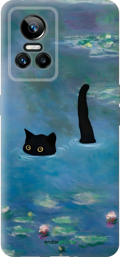 Силиконовый чехол С изображением кота и водяной лилии Monet для Realme GT Neo3 - 6519u-2590 изображение 