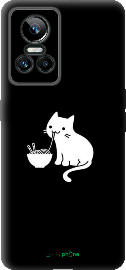 Силиконовый чехол С милым котом на черном фоне для Realme GT Neo3 - 6528u-2590 изображение 