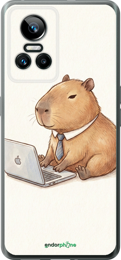Силиконовый чехол Funny Capybara CEO Working для Realme GT Neo3 - 6777u-2590 изображение 