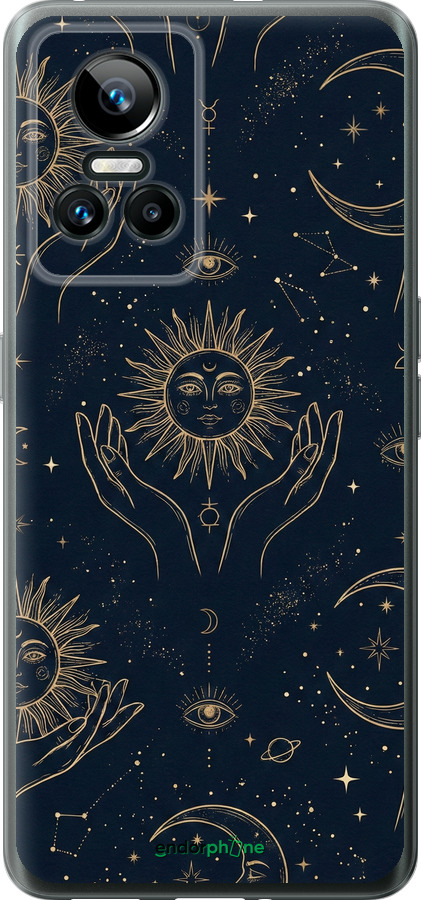 Силиконовый чехол Celestial Harmony: Sun & Moon Gold Mystic Pattern для Realme GT Neo3 - 6778u-2590 изображение 