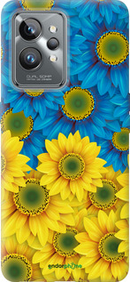 Силиконовый чехол Жёлто-голубые цветы для Realme GT2 Pro - 1048u-2566 изображение 