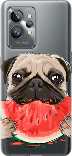Силиконовый чехол Мопс и арбуз для Realme GT2 Pro - 4665u-2566 изображение 