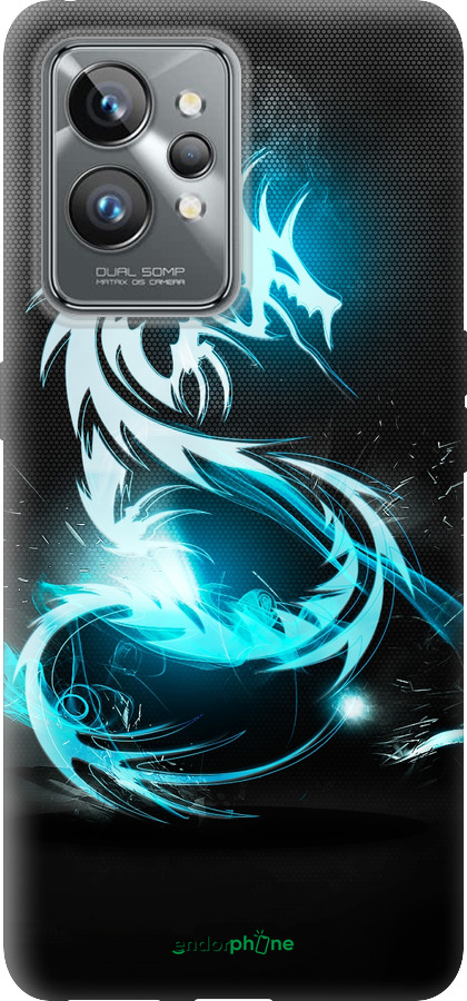 Силиконовый чехол Бело-голубой огненный дракон для Realme GT2 Pro - 113u-2566 изображение 