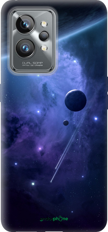 Силиконовый чехол Планеты в синем космосе для Realme GT2 Pro - 171u-2566 изображение 