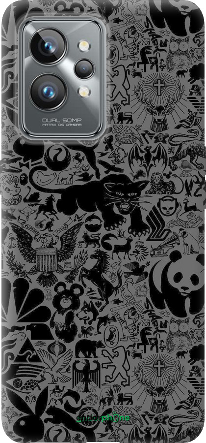 Силіконовий чехол Чорно-сірий стікер бомбінг для Realme GT2 Pro - 2432u-2566 изображение 