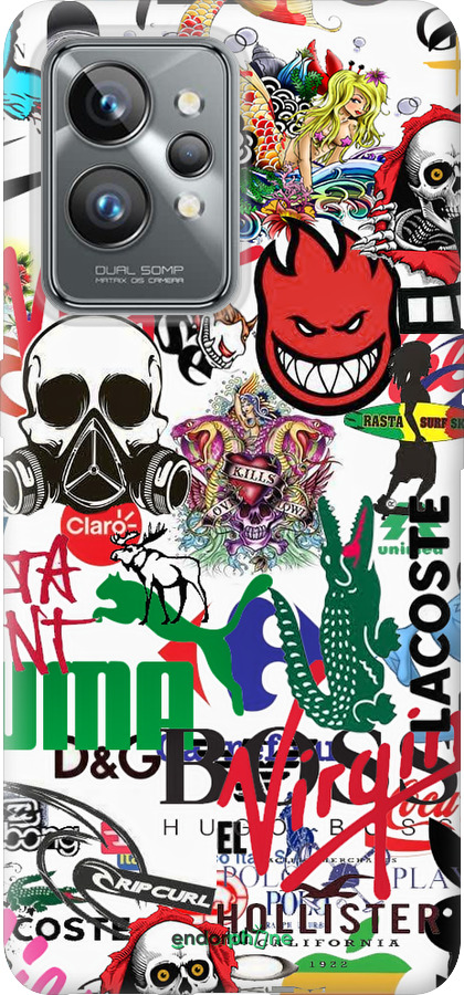 Силиконовый чехол Many different logos для Realme GT2 Pro - 4022u-2566 изображение 