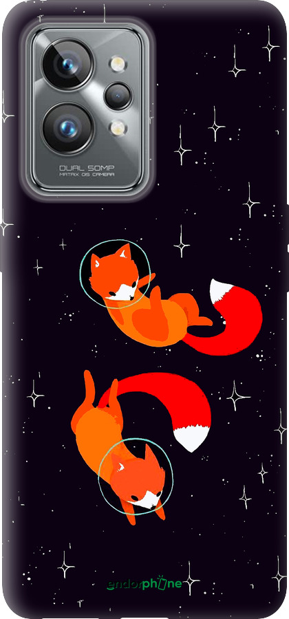 Силиконовый чехол Лисички в космосе для Realme GT2 Pro - 4519u-2566 изображение 