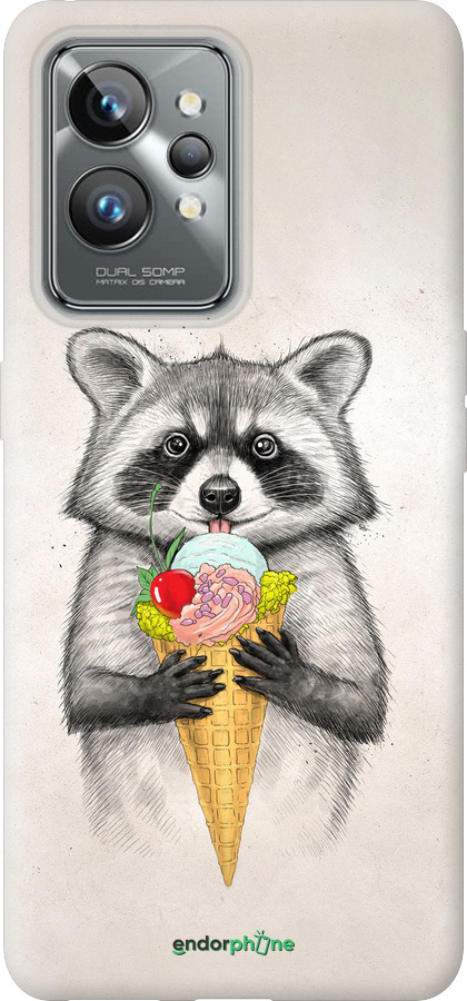 Силиконовый чехол Енотик с мороженым для Realme GT2 Pro - 4602u-2566 изображение 
