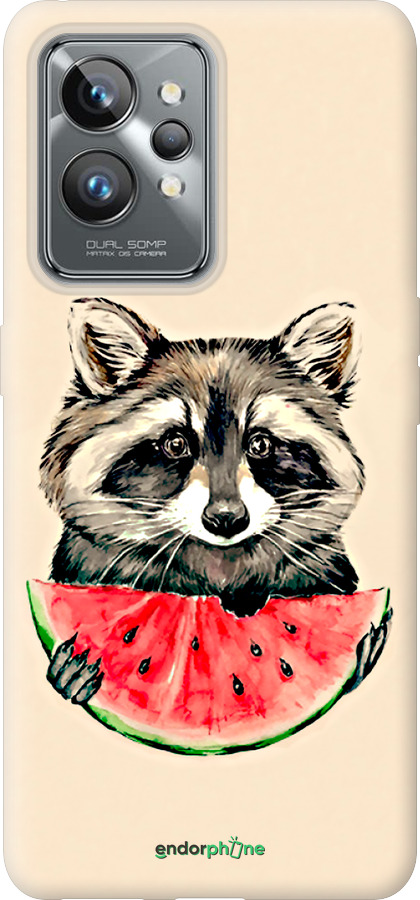Силиконовый чехол Енотик с арбузом для Realme GT2 Pro - 4605u-2566 изображение 