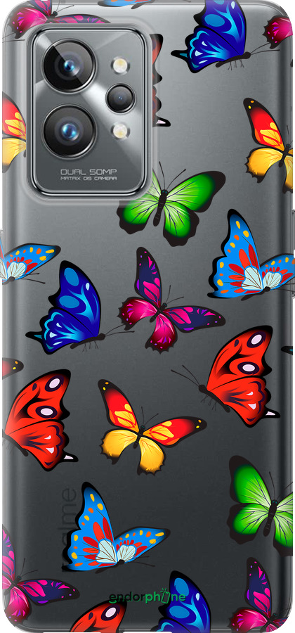 Силиконовый чехол Красочные мотыльки для Realme GT2 Pro - 4761u-2566 изображение 