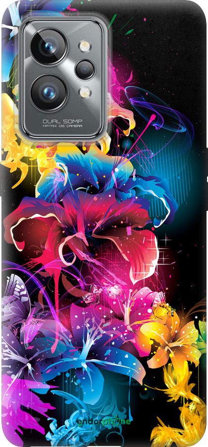 Силиконовый чехол Абстрактные цветы для Realme GT2 Pro - 511u-2566 изображение 