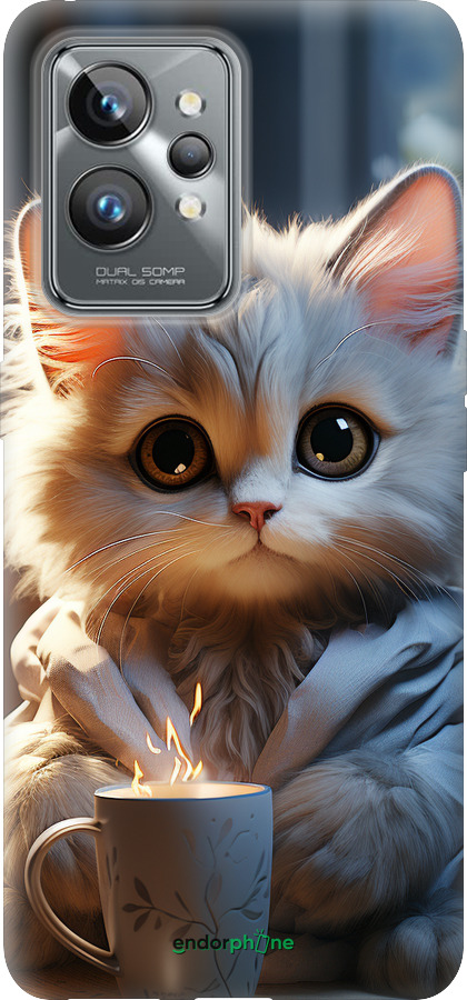 Силіконовий чехол Білий кіт для Realme GT2 Pro - 5646u-2566 изображение 