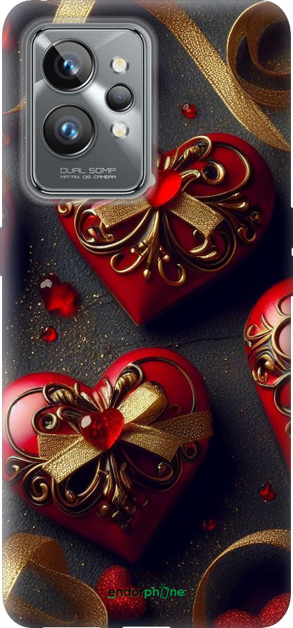 Силиконовый чехол Сердечки v4 для Realme GT2 Pro - 5834u-2566 изображение 