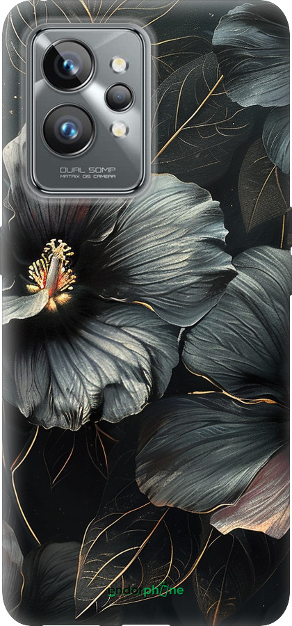 Силиконовый чехол Черные цветы для Realme GT2 Pro - 6031u-2566 изображение 