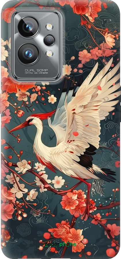 Силиконовый чехол Сакура и аист для Realme GT2 Pro - 6108u-2566 изображение 