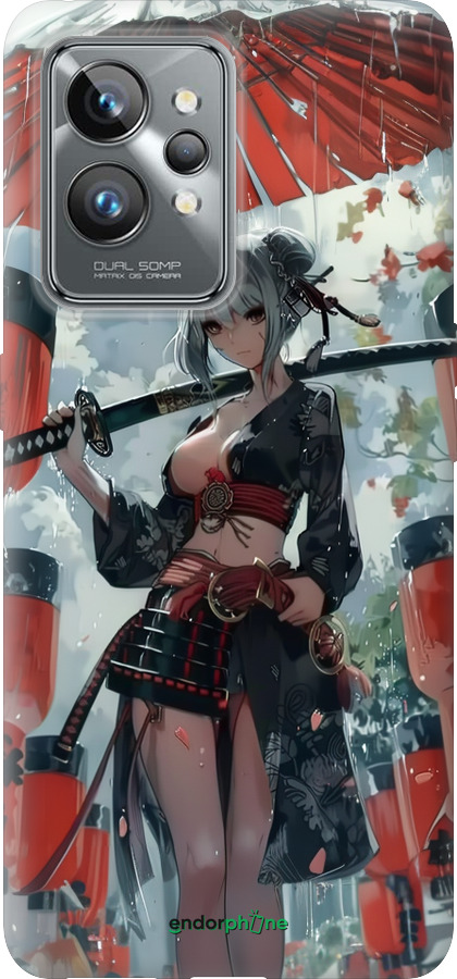 Силиконовый чехол Гейша-воин для Realme GT2 Pro - 6124u-2566 изображение 