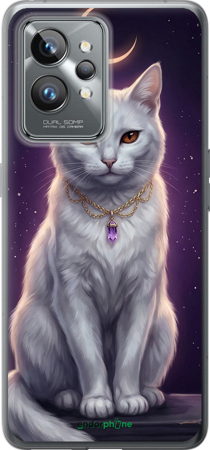 Силиконовый чехол Mystic White Cat Gothic Dark Purple Gold для Realme GT2 Pro - 6805u-2566 изображение 