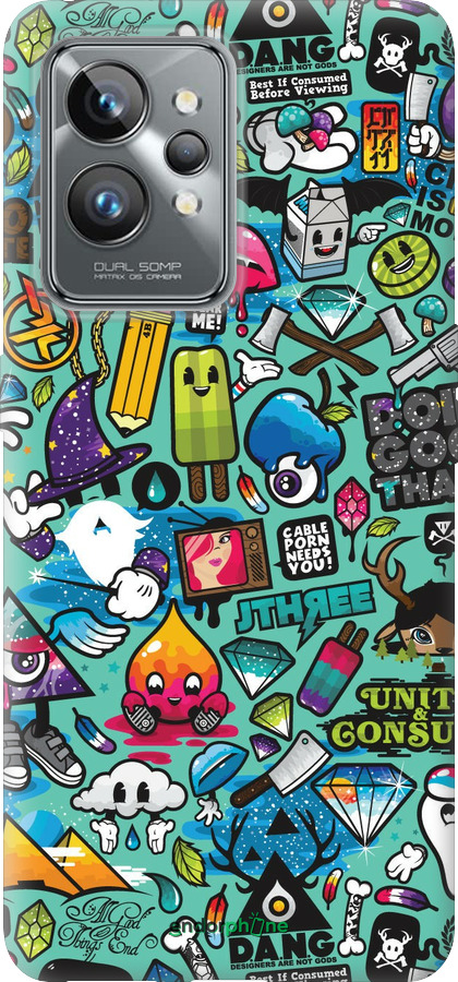 Силиконовый чехол Стикер бомбинг 1 для Realme GT2 Pro - 693u-2566 изображение 