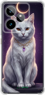 Силіконовий протиударний с посиленими кутами чехол Mystic White Cat Gothic Dark Purple Gold для Realme GT7 - 6805sp-4027 изображение 