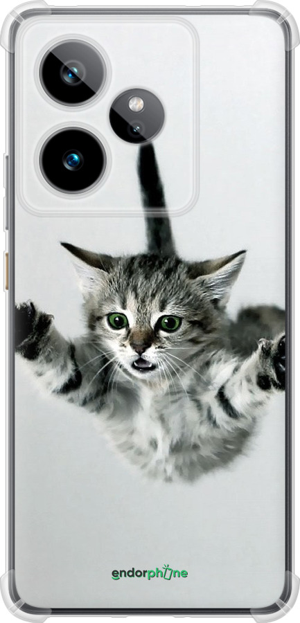 Силикон с усиленными углами чехол Летящий котёнок для Realme GT7 - 2322sp-4027 изображение 