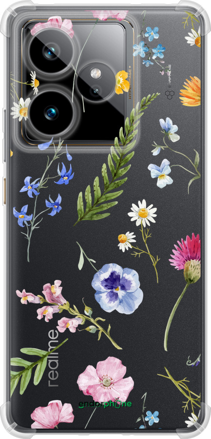 Силикон с усиленными углами чехол Цветочный фон v2 для Realme GT7 - 5472sp-4027 изображение 