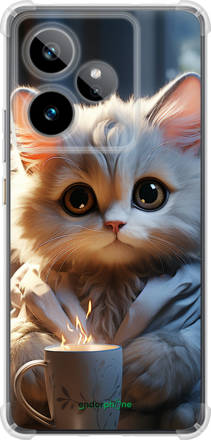 Силикон с усиленными углами чехол White cat для Realme GT7 - 5646sp-4027 изображение 