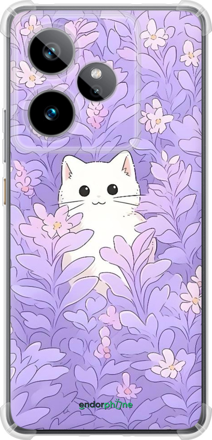 Силикон с усиленными углами чехол Котик в цветах для Realme GT7 - 6390sp-4027 изображение 