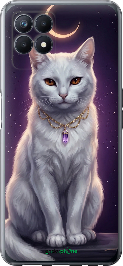 Силиконовый чехол Mystic White Cat Gothic Dark Purple Gold для Realme Narzo 50 - 6805u-3066 изображение 