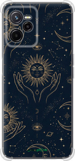 Силикон с усиленными углами чехол Celestial Harmony: Sun & Moon Gold Mystic Pattern для Realme C35 - 6778sp-4235 изображение 