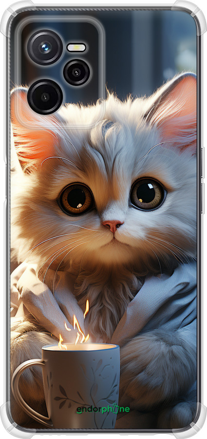 Силикон с усиленными углами чехол White cat для Realme C35 - 5646sp-4235 изображение 